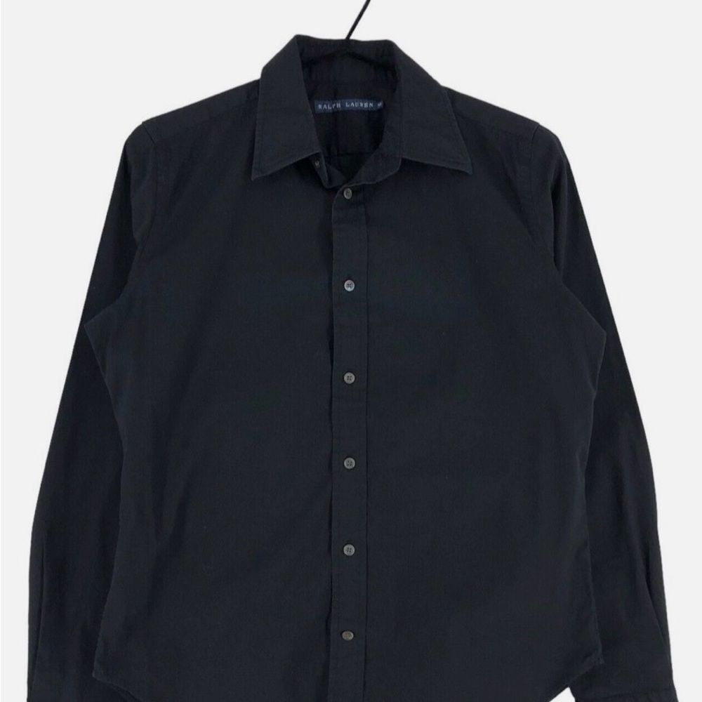 Ralph Lauren Women’s Black Long-Sleeve Button-Down w/ Small Black Pony Logo